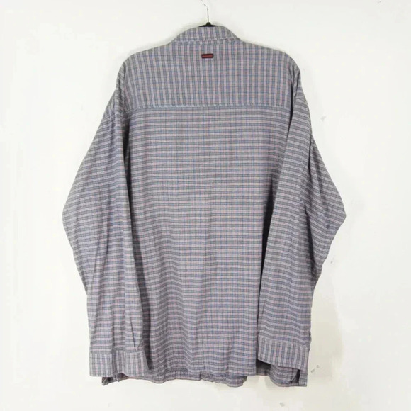 Vintage Y2K 2000s Fubu Grey Blue Checkered Plaid Button Down Shirt - Picture 3 of 4